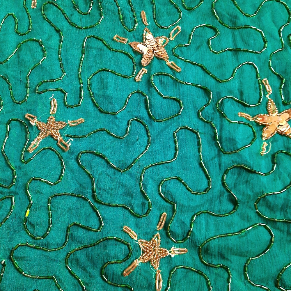 Vintage Lawrence Kazar 1X Beaded Silk Holiday Dress - Picture 5 of 15